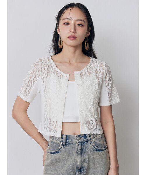 MURUA(ムルーア)の「レーシーアンサンブルトップス 夏服(アンサンブル・レディース・ブルー/ブラック/ホワイト・FREE)」の4枚目の写真