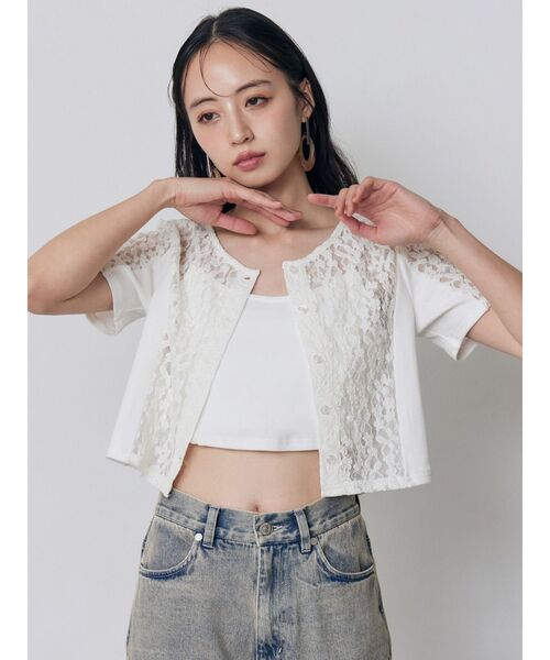MURUA(ムルーア)の「レーシーアンサンブルトップス 夏服(アンサンブル・レディース・ブルー/ブラック/ホワイト・FREE)」の14枚目の写真