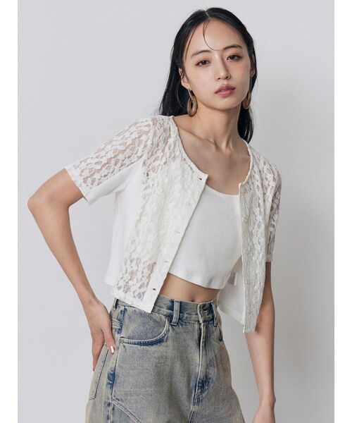 MURUA(ムルーア)の「レーシーアンサンブルトップス 夏服(アンサンブル・レディース・ブルー/ブラック/ホワイト・FREE)」の15枚目の写真