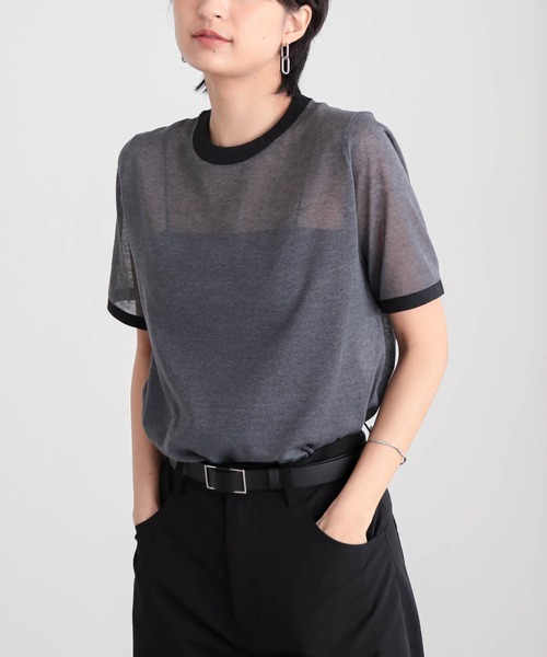 for/c(フォーシー)の「ニットリンガーT/ボーダーT【サスティナブル】(Tシャツ/カットソー・レディース・アイボリー/レッド系/ホワイト系/チャコール/ブルー系・M/L)」の3枚目の写真
