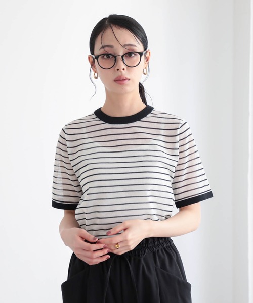 for/c(フォーシー)の「ニットリンガーT/ボーダーT【サスティナブル】(Tシャツ/カットソー・レディース・アイボリー/レッド系/ホワイト系/チャコール/ブルー系・M/L)」の19枚目の写真