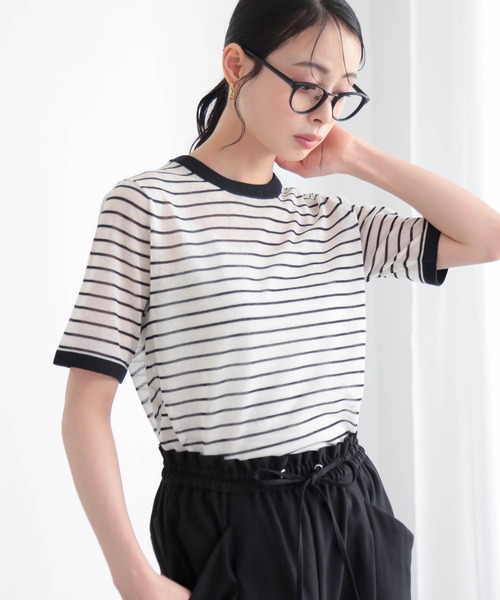 for/c(フォーシー)の「ニットリンガーT/ボーダーT【サスティナブル】(Tシャツ/カットソー・レディース・アイボリー/レッド系/ホワイト系/チャコール/ブルー系・M/L)」の20枚目の写真