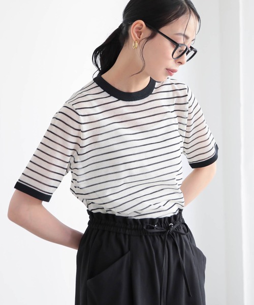 for/c(フォーシー)の「ニットリンガーT/ボーダーT【サスティナブル】(Tシャツ/カットソー・レディース・アイボリー/レッド系/ホワイト系/チャコール/ブルー系・M/L)」の21枚目の写真
