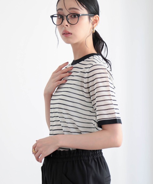 for/c(フォーシー)の「ニットリンガーT/ボーダーT【サスティナブル】(Tシャツ/カットソー・レディース・アイボリー/レッド系/ホワイト系/チャコール/ブルー系・M/L)」の22枚目の写真