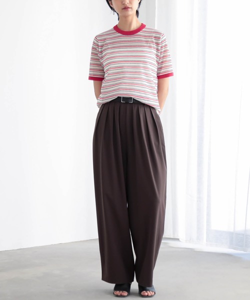 for/c(フォーシー)の「ニットリンガーT/ボーダーT【サスティナブル】(Tシャツ/カットソー・レディース・アイボリー/レッド系/ホワイト系/チャコール/ブルー系・M/L)」の11枚目の写真