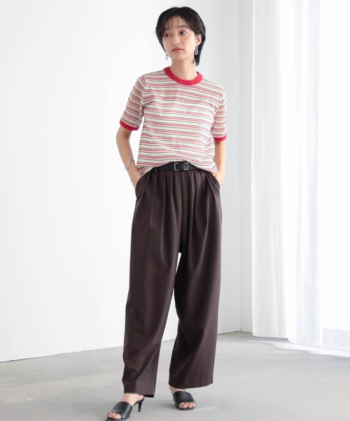 for/c(フォーシー)の「ニットリンガーT/ボーダーT【サスティナブル】(Tシャツ/カットソー・レディース・アイボリー/レッド系/ホワイト系/チャコール/ブルー系・M/L)」の9枚目の写真