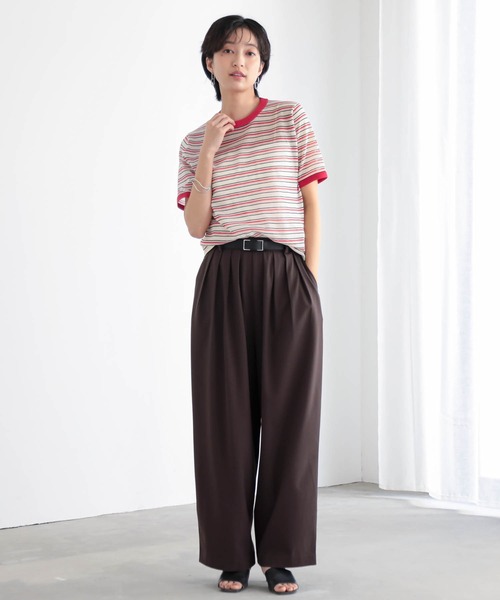 for/c(フォーシー)の「ニットリンガーT/ボーダーT【サスティナブル】(Tシャツ/カットソー・レディース・アイボリー/レッド系/ホワイト系/チャコール/ブルー系・M/L)」の10枚目の写真