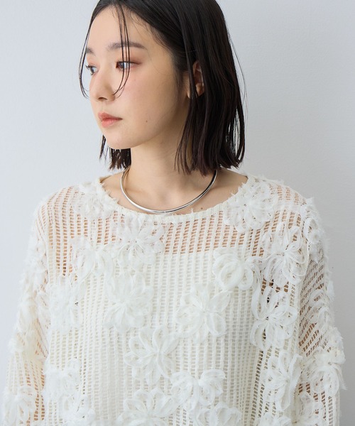 anyfee(エニフィー)の「【anyfee/大きいサイズ】3Dフラワーレースメッシュトップス(シャツ/ブラウス・レディース・ブラック/アイボリー・3L/LL/5L/4L)」の12枚目の写真