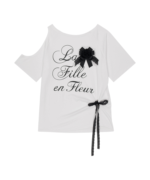 ILLIGO（イリゴ）の「カットアウトロゼットTシャツホワイト（Tシャツ/カットソー・レディース・その他・OS）」の4枚目の写真