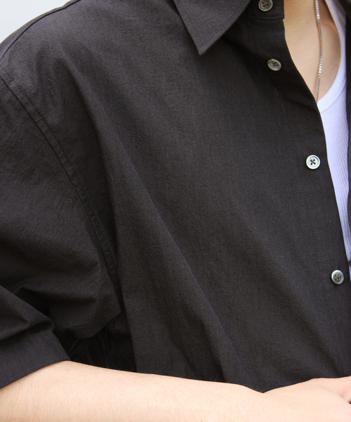 WISM（ウィズム）の「NAMELESSNESS / ネームレスネス COTTON SHORT SLEEVE SHIRT（シャツ/ブラウス・メンズ・ブラック/ホワイト/ブルー・3/2）」の14枚目の写真