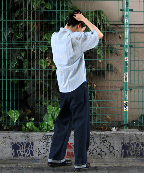 WISM（ウィズム）の「NAMELESSNESS / ネームレスネス COTTON SHORT SLEEVE SHIRT（シャツ/ブラウス・メンズ・ブラック/ホワイト/ブルー・3/2）」の10枚目の写真
