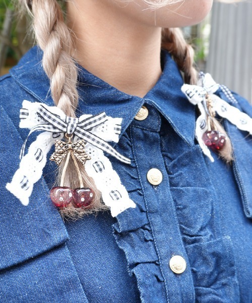 チェリーリボンヘアクリップ（バレッタ/ヘアクリップ）｜axes femme