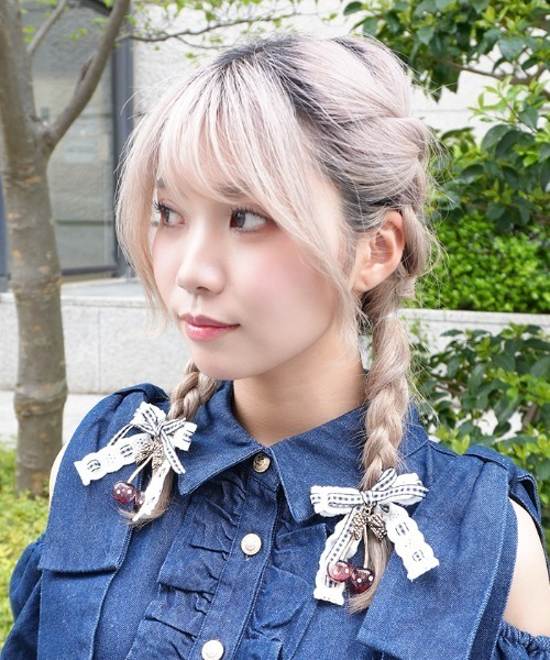 チェリーリボンヘアクリップ（バレッタ/ヘアクリップ）｜axes femme