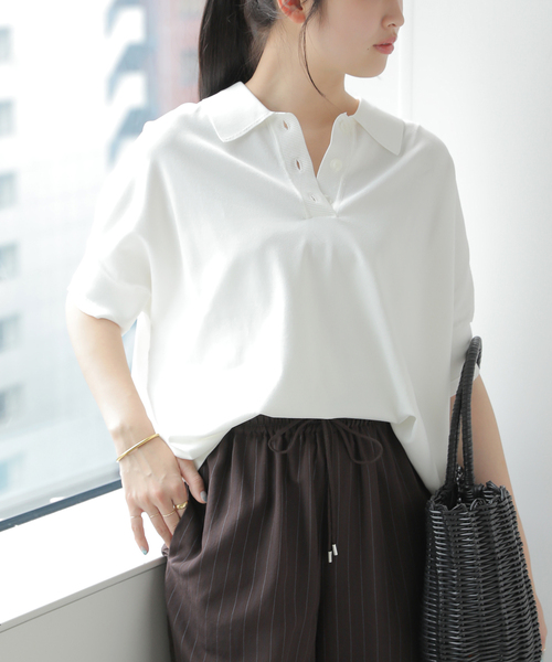JOURNAL STANDARD relume(ジャーナルスタンダード レリューム)の「《追加6》ウォッシャブルニットポロシャツ(ニット/セーター・レディース・ベージュ/ブラック/ホワイト・FREE)」の16枚目の写真