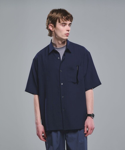 green label relaxing(グリーンレーベルリラクシング)の「ワッシャー ポプリン ボックスシルエット 半袖 シャツ(シャツ/ブラウス・メンズ・ベージュ/ネイビー/コバルトブルー/ダークグリーン・XL/M/S/L)」の4枚目の写真