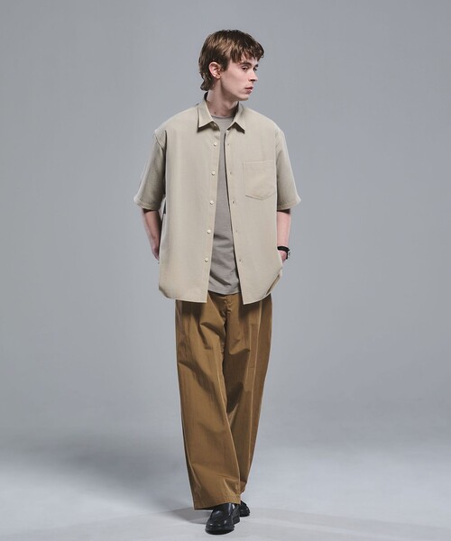 green label relaxing(グリーンレーベルリラクシング)の「ワッシャー ポプリン ボックスシルエット 半袖 シャツ(シャツ/ブラウス・メンズ・ベージュ/ネイビー/コバルトブルー/ダークグリーン・XL/M/S/L)」の8枚目の写真