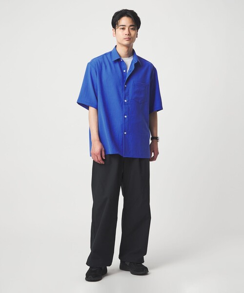 green label relaxing(グリーンレーベルリラクシング)の「ワッシャー ポプリン ボックスシルエット 半袖 シャツ(シャツ/ブラウス・メンズ・ベージュ/ネイビー/コバルトブルー/ダークグリーン・XL/M/S/L)」の12枚目の写真