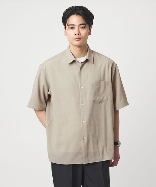 green label relaxing(グリーンレーベルリラクシング)の「ワッシャー ポプリン ボックスシルエット 半袖 シャツ(シャツ/ブラウス・メンズ・ベージュ/ネイビー/コバルトブルー/ダークグリーン・XL/M/S/L)」の13枚目の写真