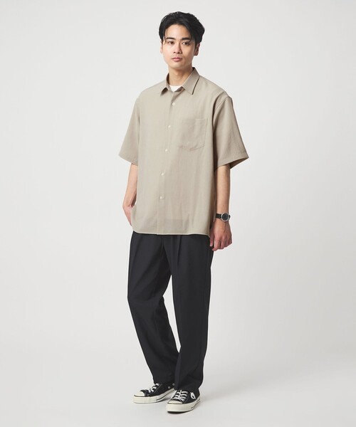 green label relaxing(グリーンレーベルリラクシング)の「ワッシャー ポプリン ボックスシルエット 半袖 シャツ(シャツ/ブラウス・メンズ・ベージュ/ネイビー/コバルトブルー/ダークグリーン・XL/M/S/L)」の14枚目の写真