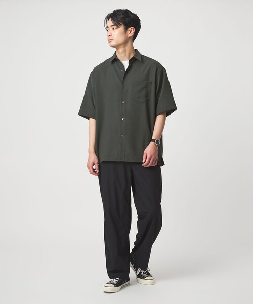 green label relaxing(グリーンレーベルリラクシング)の「ワッシャー ポプリン ボックスシルエット 半袖 シャツ(シャツ/ブラウス・メンズ・ベージュ/ネイビー/コバルトブルー/ダークグリーン・XL/M/S/L)」の16枚目の写真