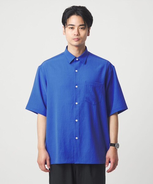 green label relaxing(グリーンレーベルリラクシング)の「ワッシャー ポプリン ボックスシルエット 半袖 シャツ(シャツ/ブラウス・メンズ・ベージュ/ネイビー/コバルトブルー/ダークグリーン・XL/M/S/L)」の19枚目の写真
