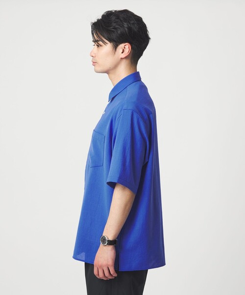 green label relaxing(グリーンレーベルリラクシング)の「ワッシャー ポプリン ボックスシルエット 半袖 シャツ(シャツ/ブラウス・メンズ・ベージュ/ネイビー/コバルトブルー/ダークグリーン・XL/M/S/L)」の20枚目の写真