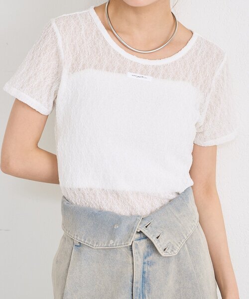 mystic（ミスティック）の「レースTシャツ（Tシャツ/カットソー・レディース・ピンク/オフホワイト/ブラック・FREE）」の12枚目の写真