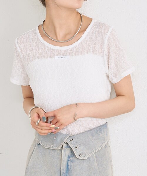 mystic（ミスティック）の「レースTシャツ（Tシャツ/カットソー・レディース・ピンク/オフホワイト/ブラック・FREE）」の17枚目の写真