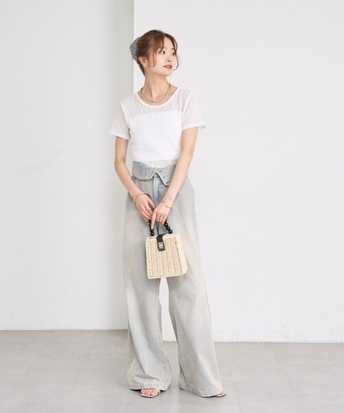 mystic（ミスティック）の「レースTシャツ（Tシャツ/カットソー・レディース・ピンク/オフホワイト/ブラック・FREE）」の18枚目の写真