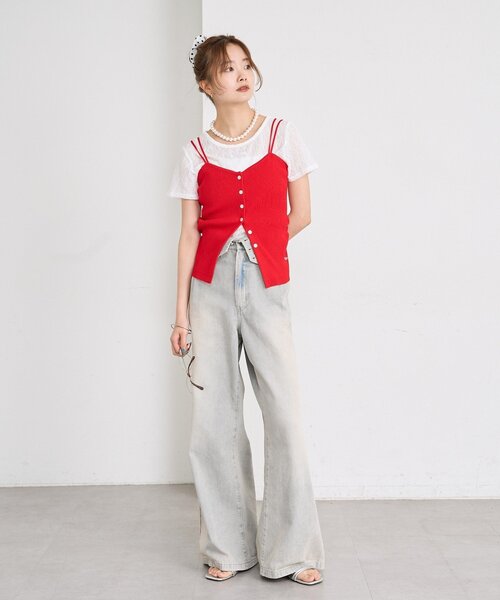 mystic（ミスティック）の「レースTシャツ（Tシャツ/カットソー・レディース・ピンク/オフホワイト/ブラック・FREE）」の19枚目の写真