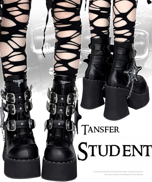 NOVESSEL（ノベセル）の「『Transfer Student/トランスファースチューデント』スパイダーチャーム厚底パンクブーツ（ブーツ・レディース・ブラック・24/23）」の8枚目の写真