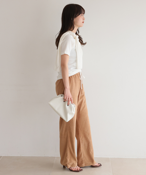 ONIT（オニット）の「《追加》Plus by ONIT/オニット SLOBE別注 2way パイルパンツ（その他パンツ・レディース・ネイビー/キャメル・FREE）」の5枚目の写真