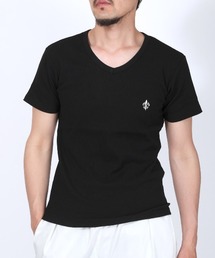 テレコ刺繍VネックTシャツ