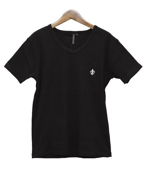 LUXSTYLE(ラグスタイル)の「テレコ刺繍VネックTシャツ(Tシャツ/カットソー・メンズ・ブラック/ホワイト・M/L)」の11枚目の写真