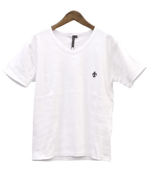 LUXSTYLE(ラグスタイル)の「テレコ刺繍VネックTシャツ(Tシャツ/カットソー・メンズ・ブラック/ホワイト・M/L)」の10枚目の写真