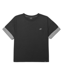 PEID（ペイド）の「PDシグネチャーロゴロールアップクロップ半袖Tシャツチャコール（Tシャツ/カットソー）」