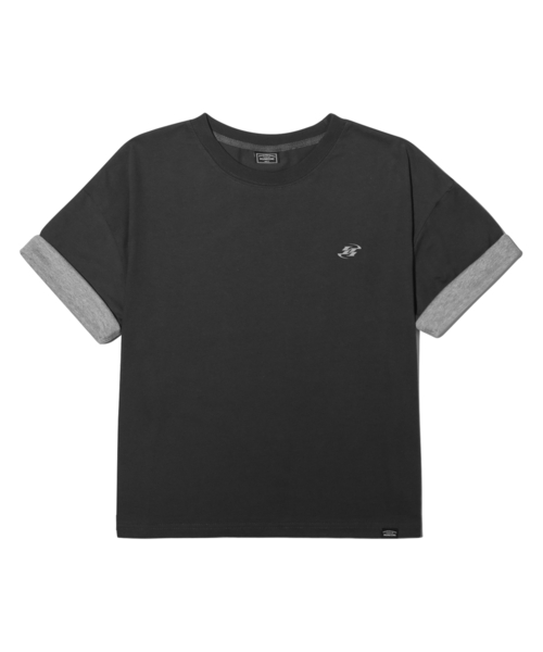 PEID(ペイド)の「PDシグネチャーロゴロールアップクロップ半袖Tシャツチャコール(Tシャツ/カットソー・メンズ・チャコール・1/2/3)」の1枚目の写真