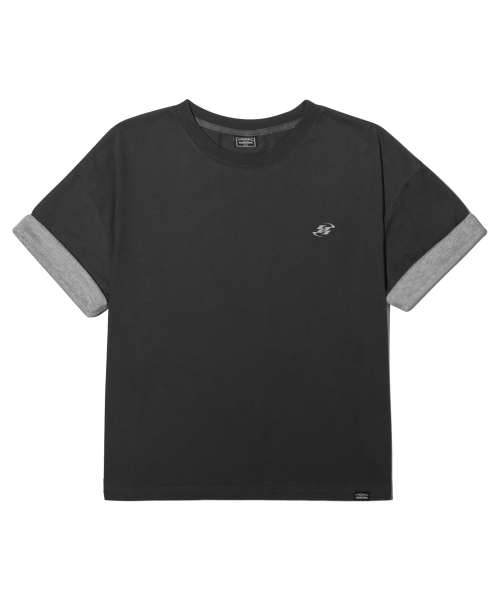 PEID(ペイド)の「PDシグネチャーロゴロールアップクロップ半袖Tシャツチャコール(Tシャツ/カットソー・メンズ・チャコール・1/2/3)」の7枚目の写真