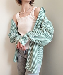 オーバーサイズストライプシャツ レディース 長袖 羽織り ビッグシャツ オフィスカジュアル 秋服