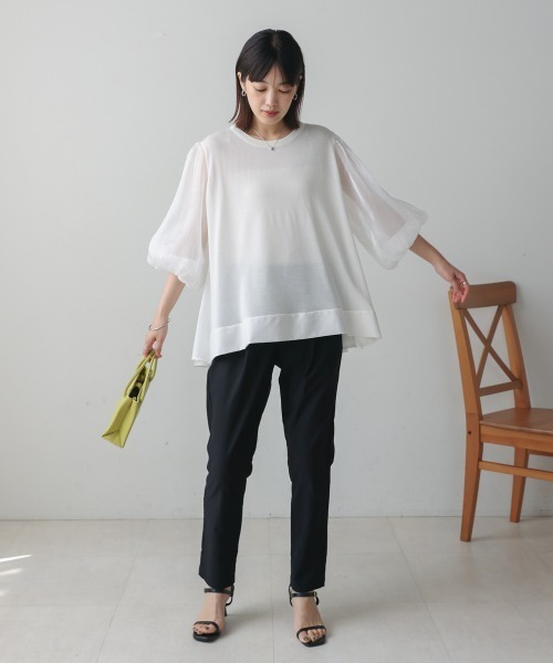 Bou Jeloud（ブージュルード）の「袖異素材バルーンスリーブプルオーバー（Tシャツ/カットソー・レディース・オフホワイト・MEDIUM）」の5枚目の写真