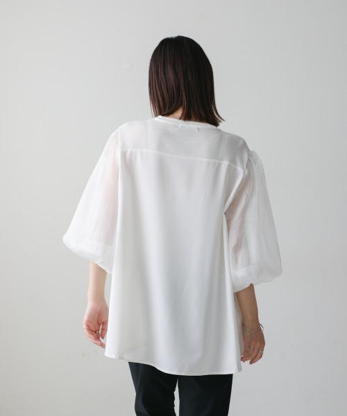 Bou Jeloud（ブージュルード）の「袖異素材バルーンスリーブプルオーバー（Tシャツ/カットソー・レディース・オフホワイト・MEDIUM）」の10枚目の写真