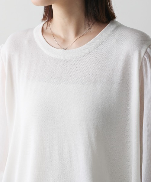 Bou Jeloud（ブージュルード）の「袖異素材バルーンスリーブプルオーバー（Tシャツ/カットソー・レディース・オフホワイト・MEDIUM）」の12枚目の写真