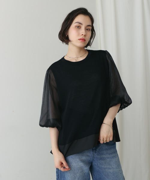 Bou Jeloud（ブージュルード）の「袖異素材バルーンスリーブプルオーバー（Tシャツ/カットソー・レディース・オフホワイト・MEDIUM）」の18枚目の写真