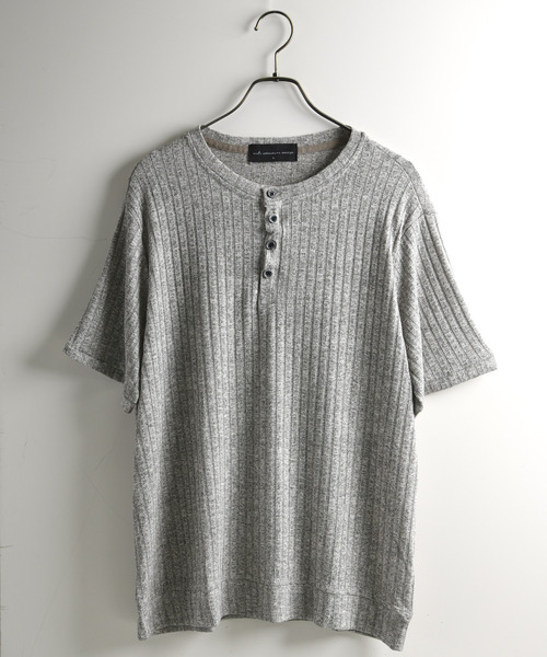 neos(ネオス)の「【neos】ヘンリーネック Tシャツ メンズ 半袖 ニットソー リブ編み ルーズシルエット 韓国 カットソー(Tシャツ/カットソー・メンズ・グレイッシュベージュ/チャコールグレー/ホワイト/ブラック・MEDIUM/LARGE/X-LARGE)」の7枚目の写真