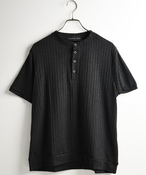 neos(ネオス)の「【neos】ヘンリーネック Tシャツ メンズ 半袖 ニットソー リブ編み ルーズシルエット 韓国 カットソー(Tシャツ/カットソー・メンズ・グレイッシュベージュ/チャコールグレー/ホワイト/ブラック・MEDIUM/LARGE/X-LARGE)」の9枚目の写真