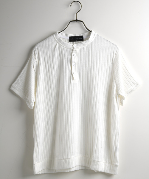 neos(ネオス)の「【neos】ヘンリーネック Tシャツ メンズ 半袖 ニットソー リブ編み ルーズシルエット 韓国 カットソー(Tシャツ/カットソー・メンズ・グレイッシュベージュ/チャコールグレー/ホワイト/ブラック・MEDIUM/LARGE/X-LARGE)」の10枚目の写真