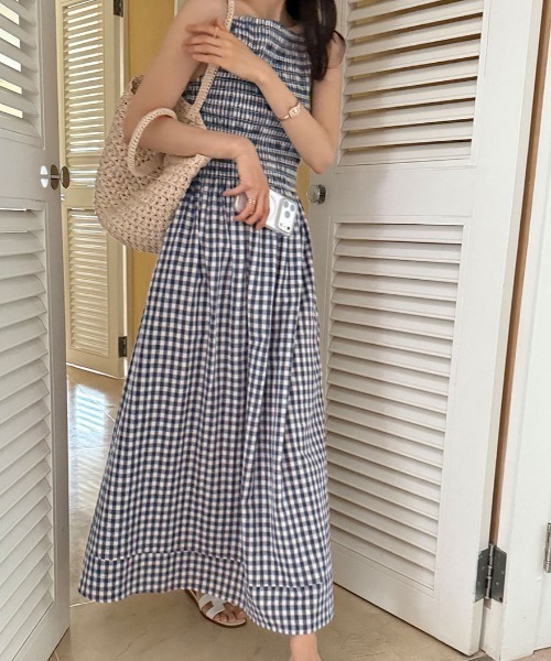 FAVORITO(ファヴォリート)の「チェック柄キャミワンピース(ワンピース・レディース・ネイビー・F)」の20枚目の写真