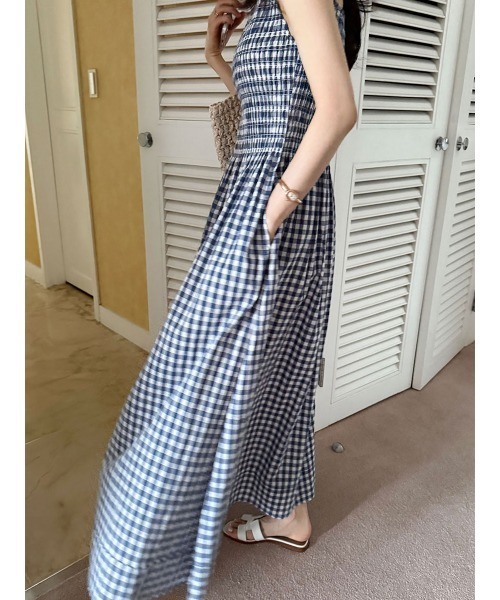 FAVORITO(ファヴォリート)の「チェック柄キャミワンピース(ワンピース・レディース・ネイビー・F)」の18枚目の写真
