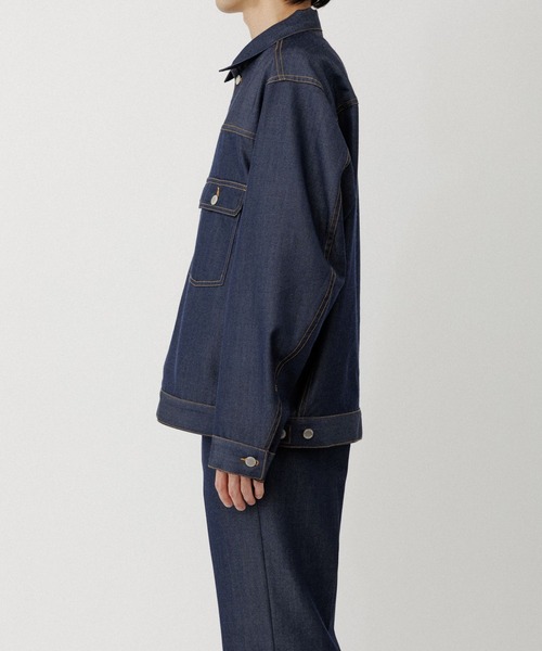 ADAM ET ROPE'(アダムエロペ)の「NIKKE デニムトラックジャケット / ADAM ET ROPE' JEANS(デニムジャケット・メンズ・ネイビー/ダークブラウン/ブラック系その他2・L/M/S)」の7枚目の写真