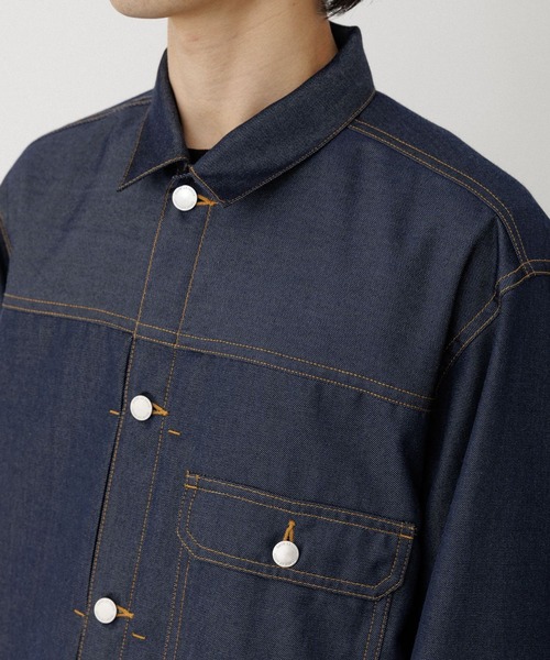 ADAM ET ROPE'(アダムエロペ)の「NIKKE デニムトラックジャケット / ADAM ET ROPE' JEANS(デニムジャケット・メンズ・ネイビー/ダークブラウン/ブラック系その他2・L/M/S)」の9枚目の写真